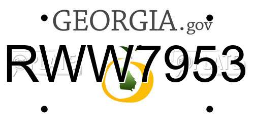 RWW7953 Georgia License Plate