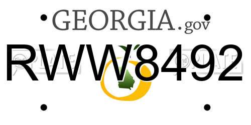 RWW8492 Georgia License Plate