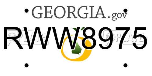 RWW8975 Georgia License Plate