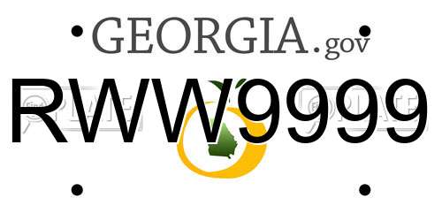 RWW9999 Georgia License Plate