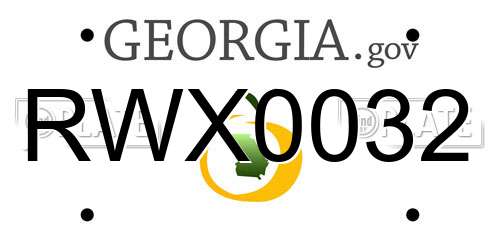 RWX0032 Georgia License Plate
