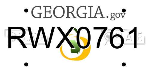 RWX0761 Georgia License Plate