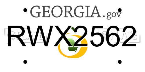 RWX2562 Georgia License Plate