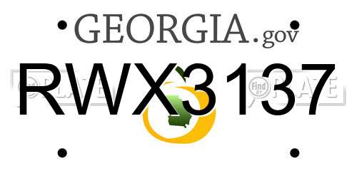 RWX3137 Georgia License Plate