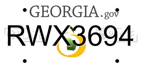 RWX3694 Georgia License Plate
