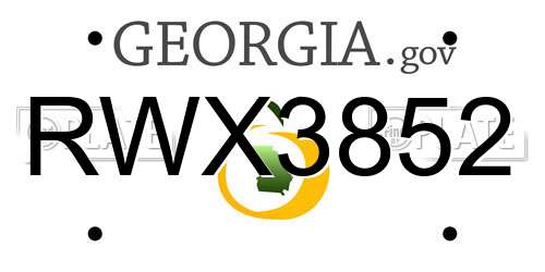 RWX3852 Georgia License Plate