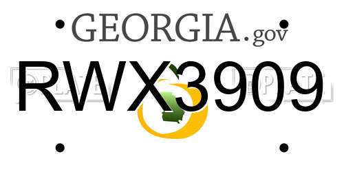 RWX3909 Georgia License Plate