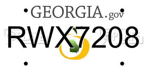 RWX7208 Georgia License Plate