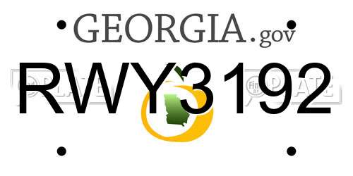 RWY3192 Georgia License Plate