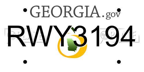 RWY3194 Georgia License Plate