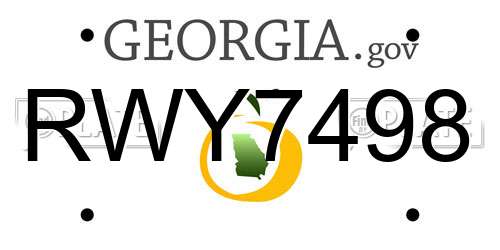 RWY7498 Georgia License Plate