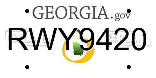 RWY9420 Georgia License Plate