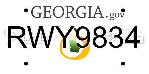 RWY9834 Georgia License Plate