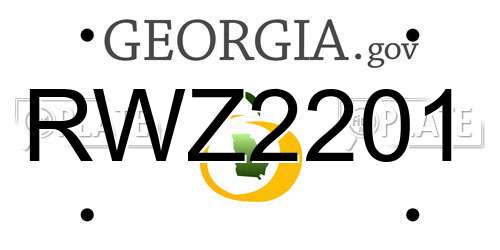 RWZ2201 Georgia License Plate