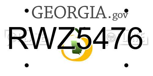 RWZ5476 Georgia License Plate