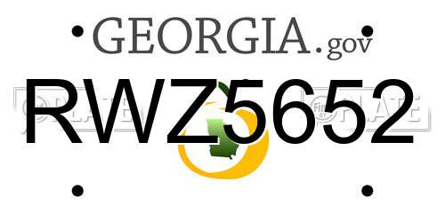 RWZ5652 Georgia License Plate