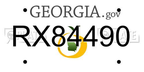 RX84490 Georgia License Plate