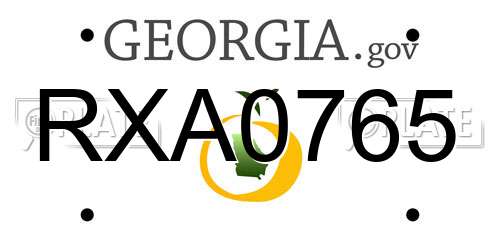 RXA0765 Georgia License Plate