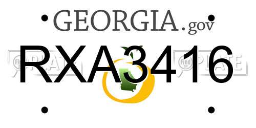 RXA3416 Georgia License Plate