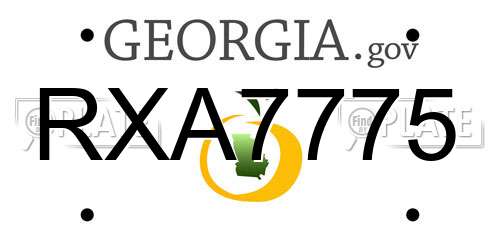 RXA7775 Georgia License Plate