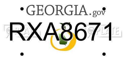 RXA8671 Georgia License Plate