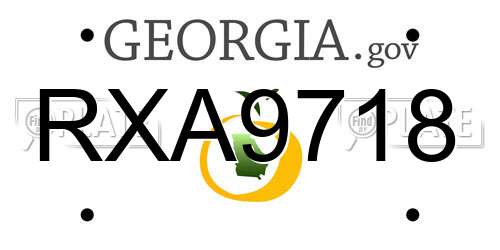 RXA9718 Georgia License Plate