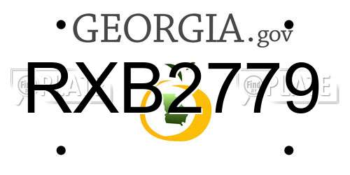 RXB2779 Georgia License Plate