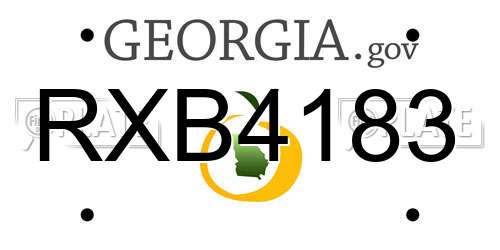RXB4183 Georgia License Plate