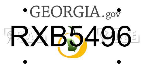 RXB5496 Georgia License Plate