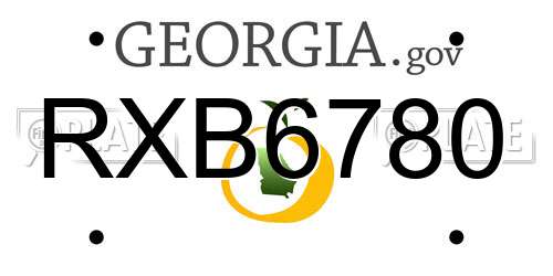 RXB6780 Georgia License Plate