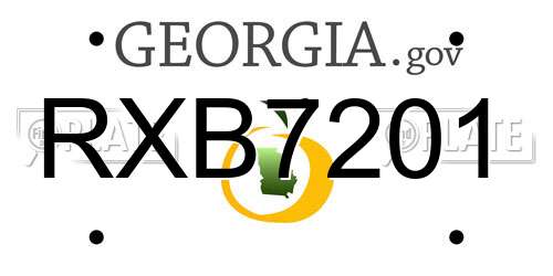 RXB7201 Georgia License Plate