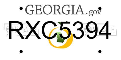 RXC5394 Georgia License Plate