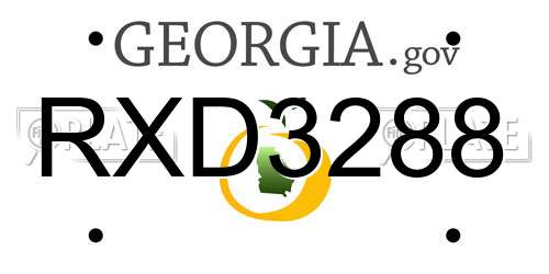 RXD3288 Georgia License Plate