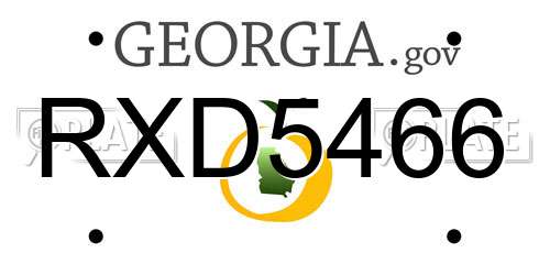 RXD5466 Georgia License Plate