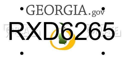 RXD6265 Georgia License Plate