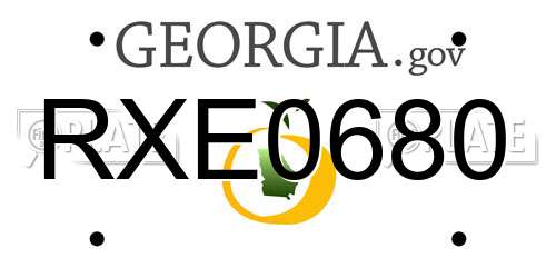 RXE0680 Georgia License Plate