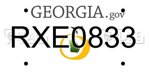 RXE0833 Georgia License Plate