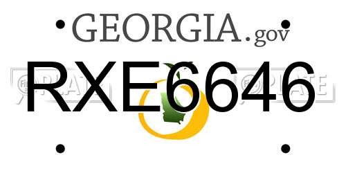RXE6646 Georgia License Plate