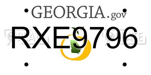 RXE9796 Georgia License Plate