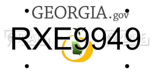 RXE9949 Georgia License Plate