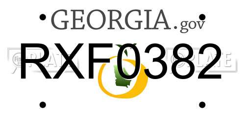 RXF0382 Georgia License Plate