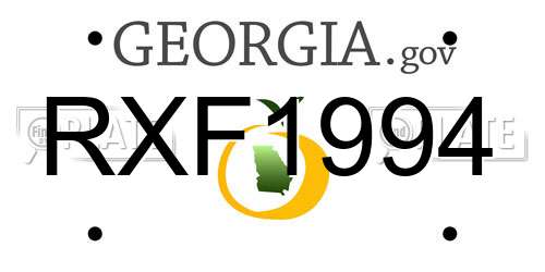 RXF1994 Georgia License Plate