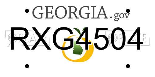 RXG4504 Georgia License Plate