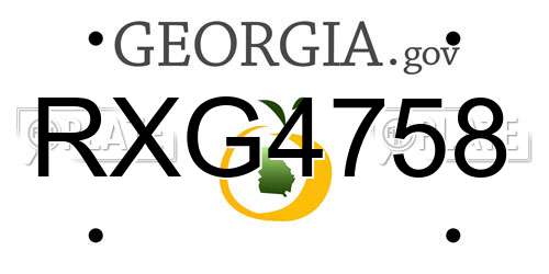 RXG4758 Georgia License Plate