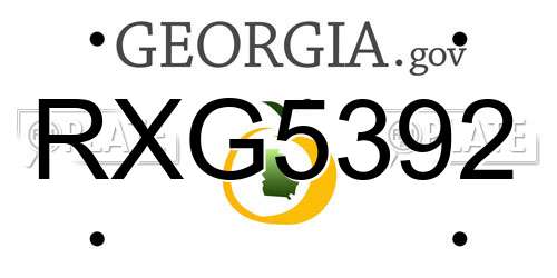 RXG5392 Georgia License Plate