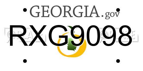 RXG9098 Georgia License Plate
