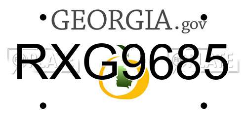 RXG9685 Georgia License Plate