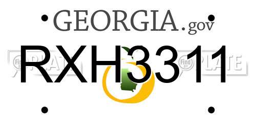 RXH3311 Georgia License Plate