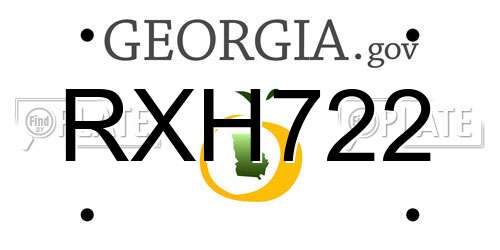 RXH722 Georgia License Plate