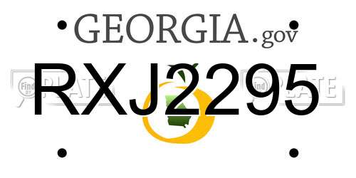 RXJ2295 Georgia License Plate